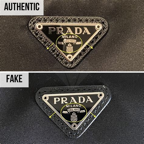 real prada logo vs fake|prada label authentic.